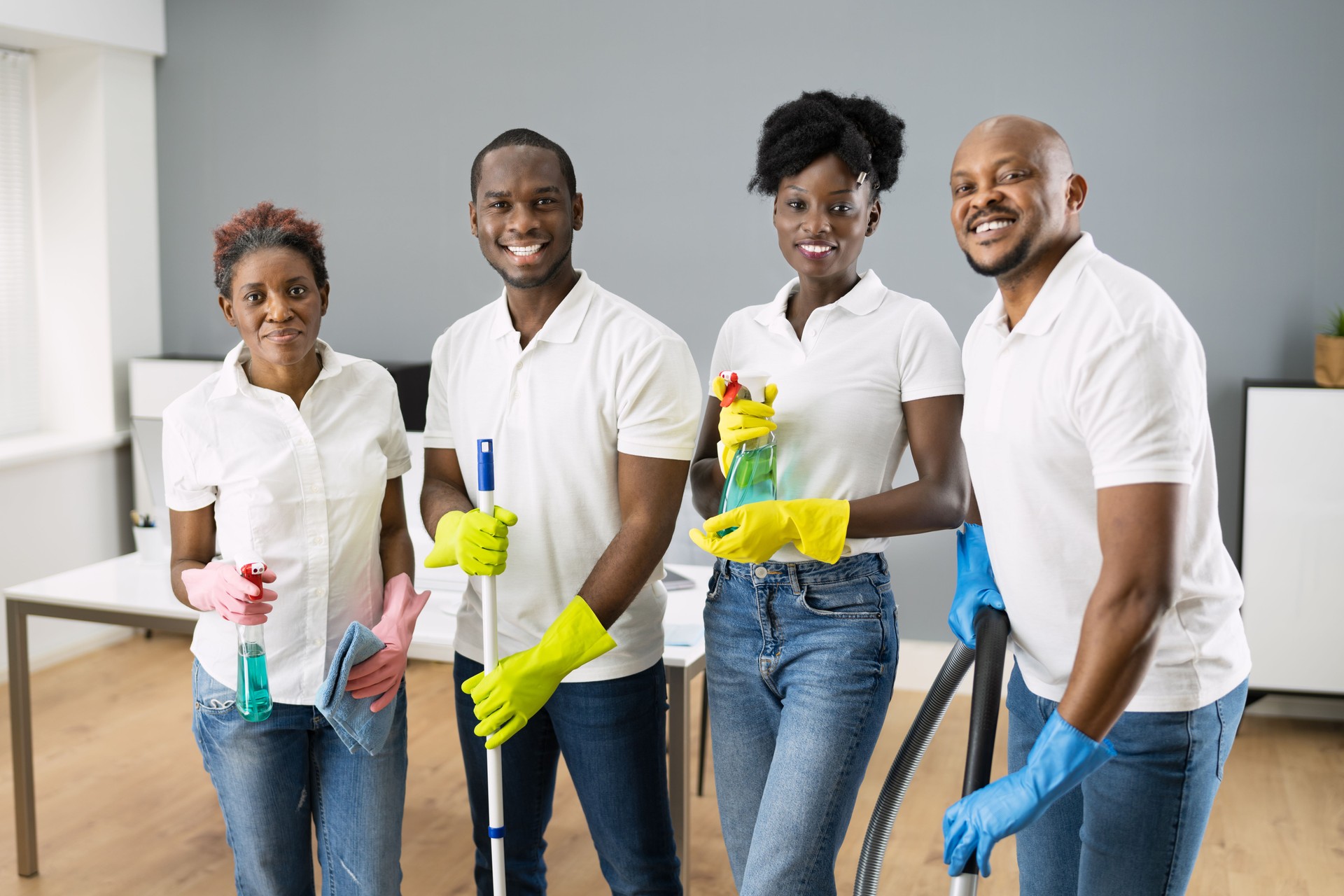 African Commercial Janitor Cleaning Staff